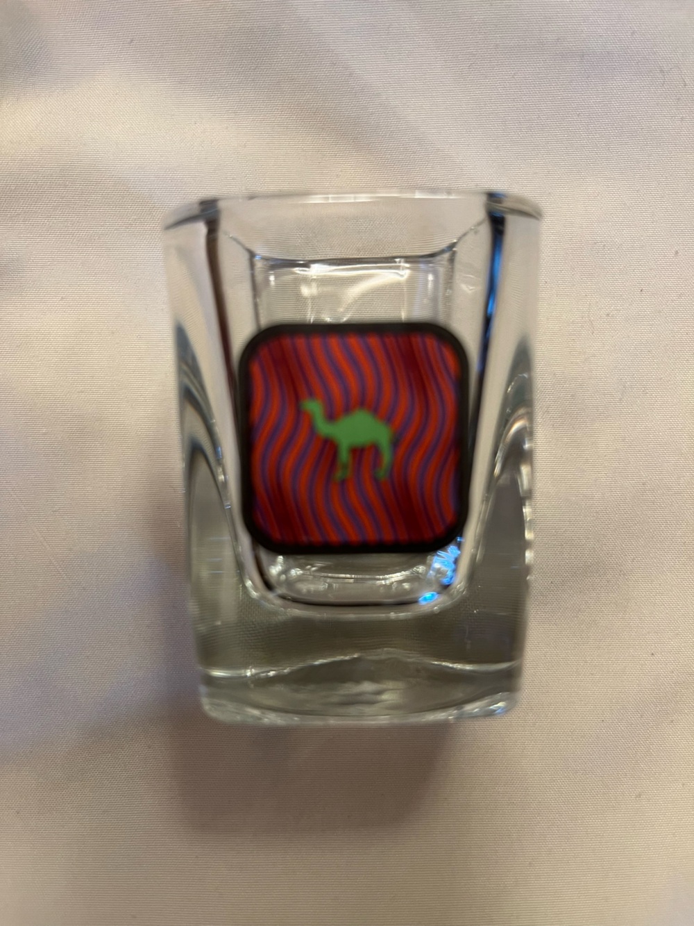 Camel Cigarettes “Joe’s Place” Clear Glass Shot Glass Retro Look Collectible
